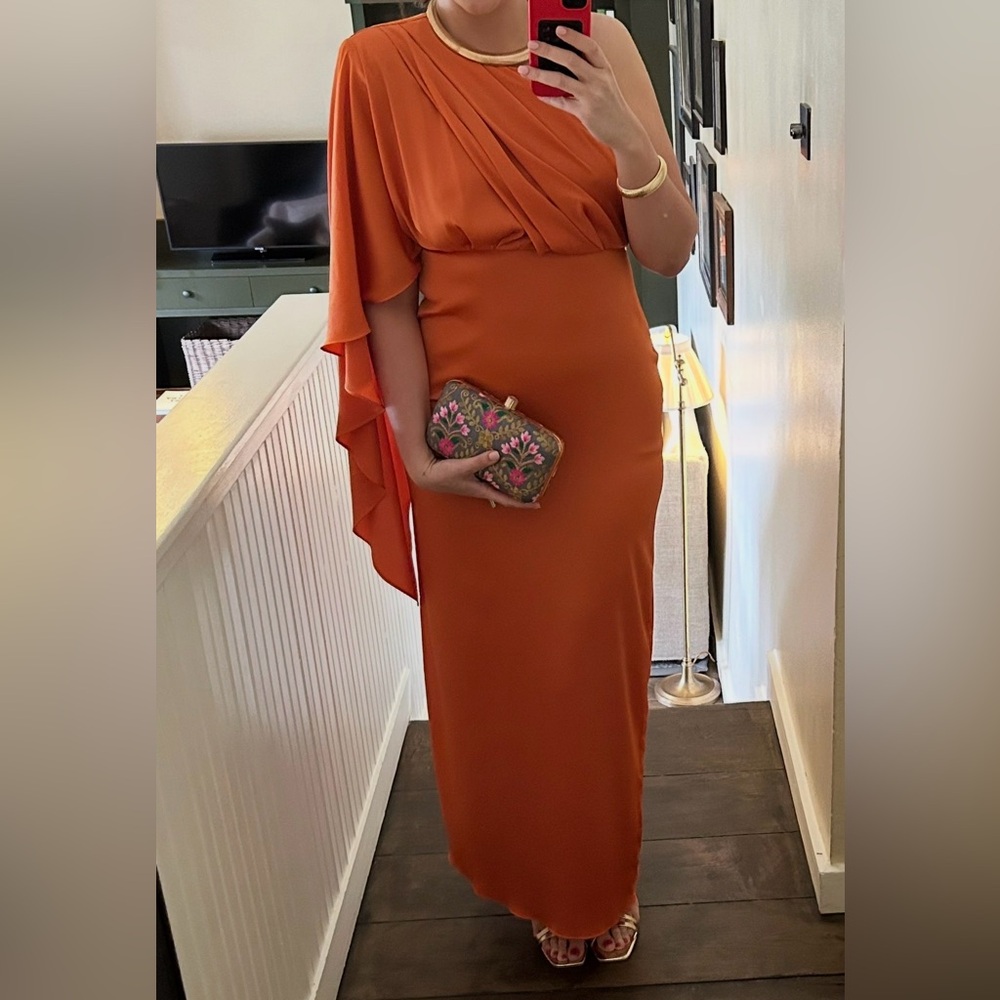 Elegant Orange Evening Gown